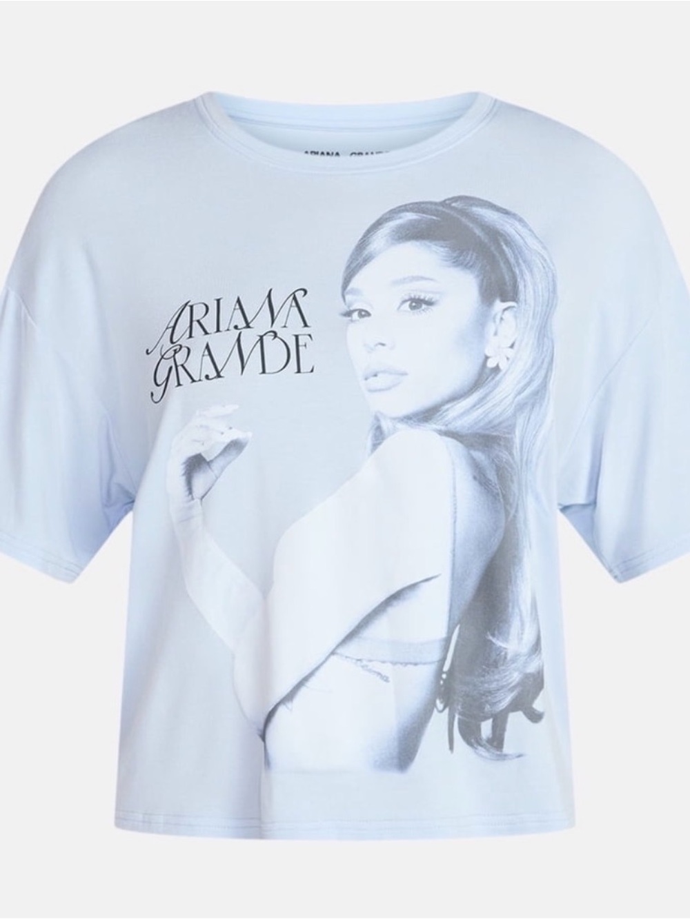 Ariana Grande Pale Blue Graphic Crop Tee - Short Sleeve